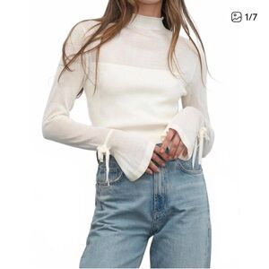 NWT Grelin Valerie Sheer Yoke Sweater with Florette Cuffs